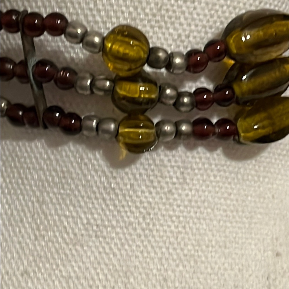 Multi-Strand purple and green glass beaded choker